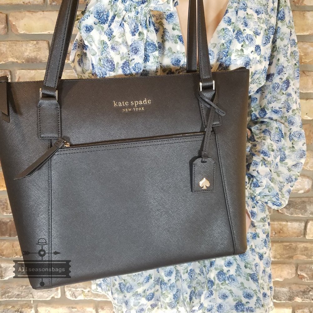 Kate Spade LARGE cameron Pocket Tote Black leather - Picture 7 of 9